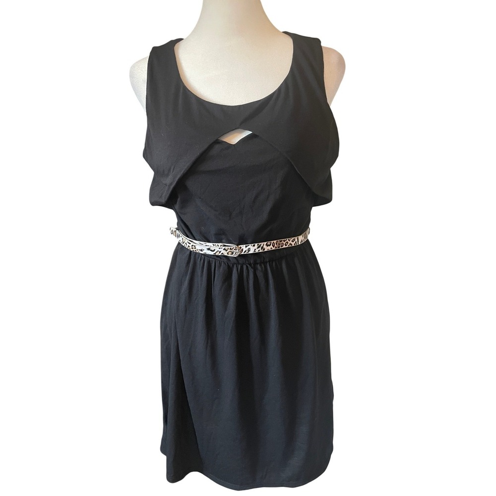 Stitch Between Womens Whimsigoth Cutout Belted Mini Dress M Animal Print LBD‎